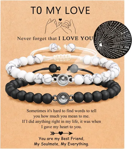 Vista 11 de UNGENT THEM Te Amo en 100 Idiomas Pulseras Regalos para Parejas A Mis Hombres, Novio, Novia, Esposo, Mi Amor, Alma Gemela, Prometido - Regalo