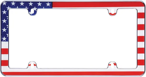 Vista 2 de Cruiser Accessories 23003 - Marco de matrícula con bandera de Estados Unidos, cromado