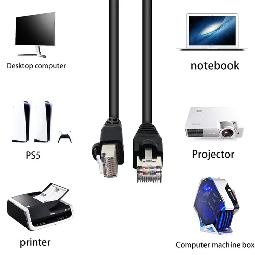 Vista 3 de QIANRENON Cable RJ50 10P10C Cat 5E macho a macho modular de cristal con conectores de blindaje para escanear pistolas de código, equipos