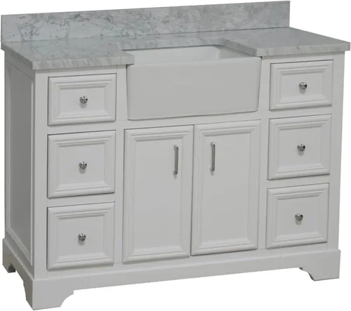Vista 11 de Kitchen Bath Collection Zelda - Mueble de granja de 48 pulgadas (carrara/chocolate): incluye gabinete de chocolate con encimera de mármol italiano