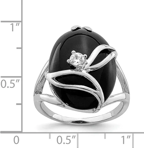 Vista 3 de 925 Sterling Silver Black Onyx Cubic Zirconia Cz Band Ring Stone Natural Shell Wood Fine Jewelry For Women Gifts For Her