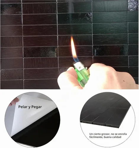 Vista 4 de XUANINY Azulejos de Mosaico de Aluminio Autoadhesivos para Despegar y Pegar, Pegatinas de Azulejos de Pared para Salpicadero de Cocina