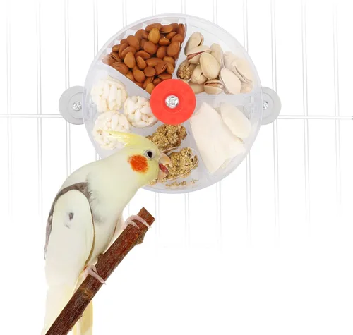 Vista 10 de Bird Creative Foraging System Wheel Seed Food Ball Rotate Training Toy para loros pequeños y medianos Periquitos Cacatúa Conure (azul)