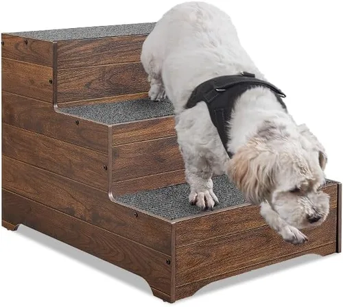 Vista 9 de beeNbkks 16" Tall Dog Stairs for Large Dogs, Extra Wide Couch Pet Steps 2-Tier