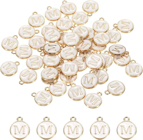 Vista 29 de MECCANIXITY Dije de Letras del Alfabeto de Doble Cara, para Hacer Collar, Pulsera, Pendientes, Joyería