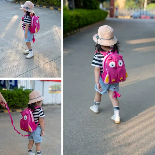 Vista 35 de Yodo, Bolsa para almuerzo aislada y mochila preescolar infantil, con correa de arnés de seguridad para niños o niñas, Dinosaur