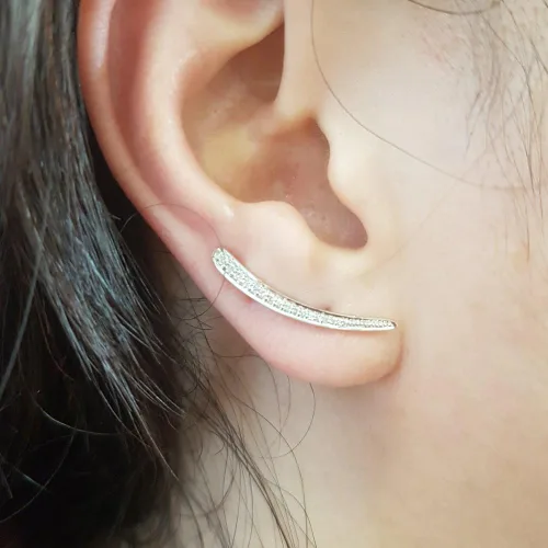 Vista 8 de Dazzlingrock Collection 0.15 Cttw 14K oro sólido corte redondo diamante blanco pendientes trepadores para mujer