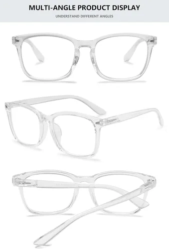 Vista 4 de Gafas de lectura con bloqueo de luz azul para mujer, lentes de computadora con marco cuadrado, lentes de lectura