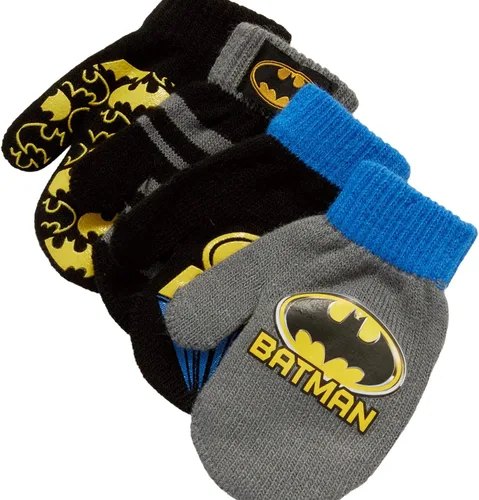 Vista 2 de DC Comics Juego de 4 manoplas o guantes para niños Batman, Superman, Liga de la Justicia (2-7)