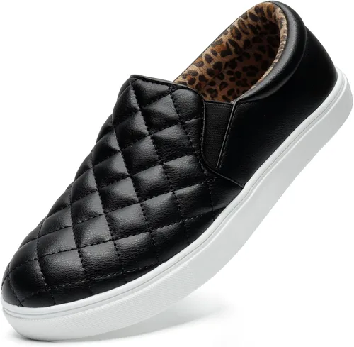 Vista 16 de STQ Zapatos sin cordones para mujer, zapatillas acolchadas de moda Blanco beige