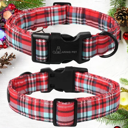 Vista 111 de Aring Pet Collar de algodón, ligero y ajustable, con hebilla de liberación rápida, para perros pequeños, medianos y grandes, para cachorros, S, Hoja