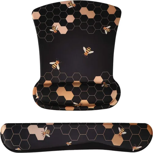 Vista 12 de iCasso Alfombrilla para mouse y reposamuñecas para teclado, reposamuñecas para teclado de computadora, hecha de espuma viscoelástica con soporte