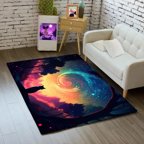 Vista 48 de Alfombra de gato para habitación de niñas, diseño de dibujos animados, decoración para dormitorio, bonita alfombra de área de gatos, alfombras