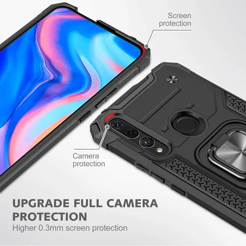 Vista 7 de Asuwish Funda compatible con Huawei Y9 Prime 2019 y protector de pantalla de vidrio templado, soporte de anillo celular con soporte para teléfono