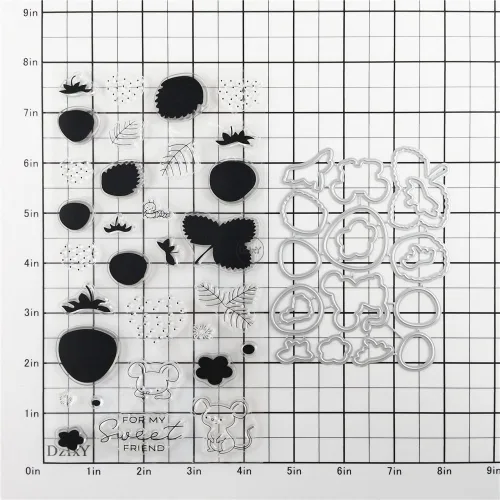 Vista 2 de DzIxY Juego de sellos transparentes y troqueles de corte de metal para hacer tarjetas, álbumes de recortes, suministros de papel, sellos, bolsillos