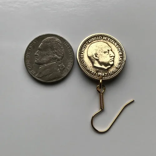 Vista 7 de Spain España 1 Peseta Spanish coin earrings escudo Español Madrid Barcelona Sevilla Málaga Córdoba Valencia Granada Zaragoza Toledo Cadiz Bilbao