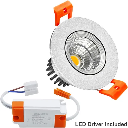 Vista 4 de LightingWill Downlight LED regulable de 2 pulgadas, luz de techo empotrable COB de 3 W, blanco ultra cálido 2700 K, CRI80, equivalente a bombillas