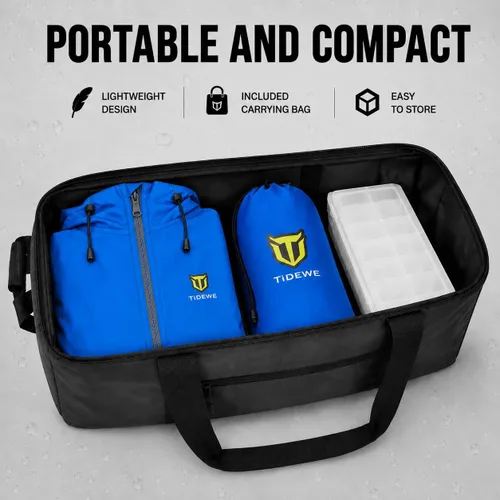 Vista 5 de TIDEWE Traje de lluvia para hombre, impermeable, ligero, de 2 piezas Costuras selladas, puños y cintura ajustables, tejido de alta densidad