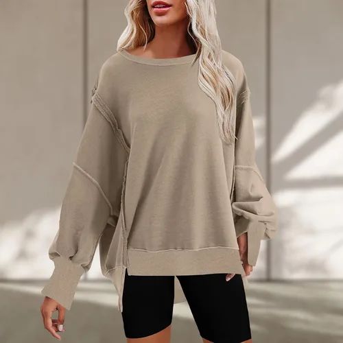 Vista 4 de Sudadera de gran tamaño para mujer, sudaderas de cuello redondo, sudaderas con capucha para otoño, ropa de invierno Y2K a la moda para adolescentes