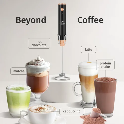 Vista 36 de Zulay Milk Boss Espumador de leche potente manual, hace espuma para latte, batidor para mezclar bebidas, café, miniespumador para capuchino, frappé
