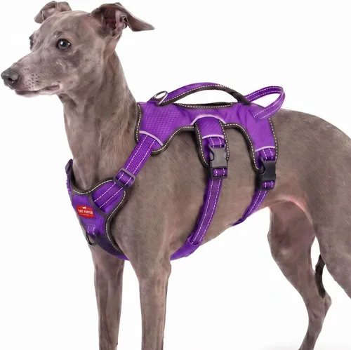 Vista 14 de Tuff Pupper Arnés para perro sin escape a prueba de escape, arnés ajustable de 5 puntos para perros, arneses acolchados para perros, arneses