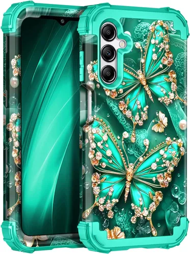 Vista 34 de Miqala Funda para Galaxy A14 5G, que brilla en la oscuridad, tres capas, resistente, a prueba de golpes, protección completa, parachoques