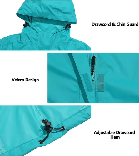 Vista 4 de Mapamyumco Chaqueta impermeable ligera para mujer, con capucha