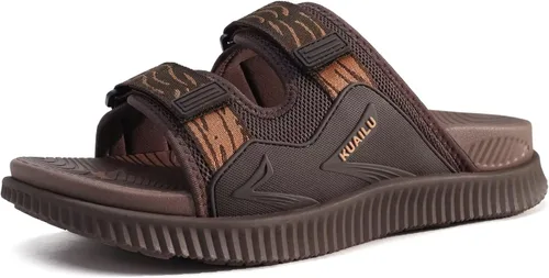 Vista 14 de KuaiLu Sandalias ortopédicas para hombre, atléticas, gruesas, para recuperación, deporte, correa ajustable, puntera abierta, sandalias para caminar