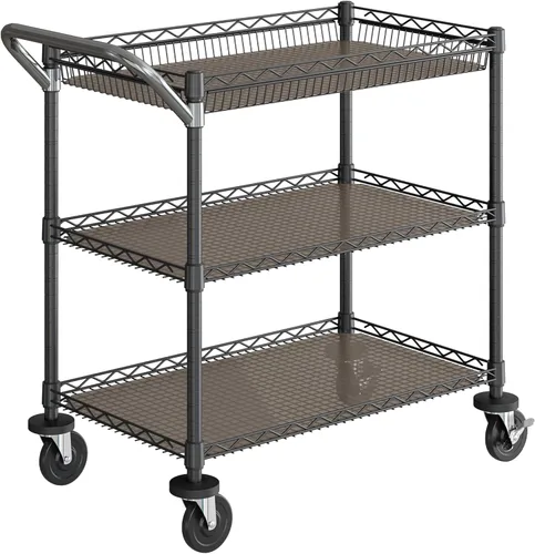 Vista 11 de Seville Classics carro utilitario de servicio de grado comercial ultra duradero certificado por la NSF, de 3 niveles, 86 cm de ancho, cromado