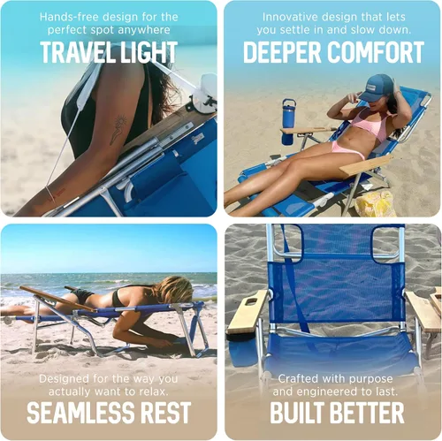 Vista 7 de Ostrich 3N1 Silla reclinable ligera para césped, playa, reclinable con reposapiés, Muebles de exterior para patio, balcón, patio trasero o porche