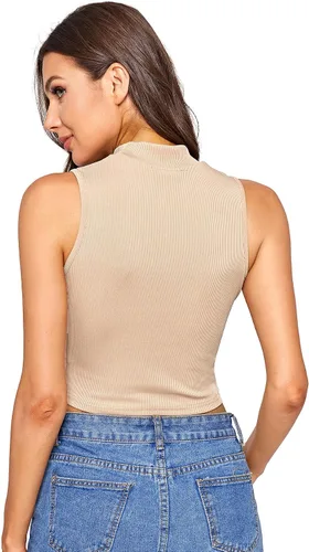 Vista 4 de Verdusa Camiseta sin mangas básica de punto acanalado para mujer