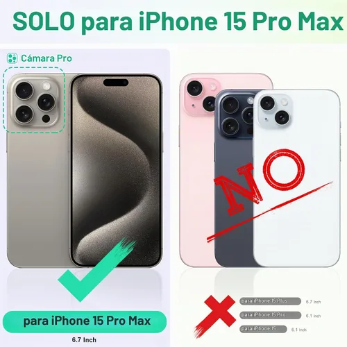 Vista 2 de TUCCH Funda tipo cartera para iPhone 15 Pro Max (6.7") 2023, 4 tarjeteros Negro