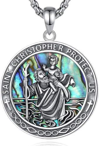 Vista 25 de Vito Collares de Santos de Plata de Ley 925 para Mujeres y Hombres, Colgante de San Miguel/Crucifijo/Caravaca/San Judas/Virgen María, Medalla
