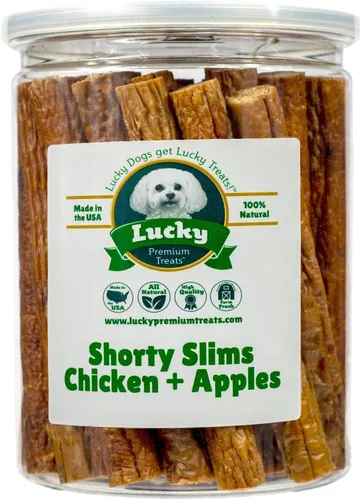 Vista 6 de Lucky Premium Treats Lucky Shorty Slims - Golosinas para perros de carne de res y palitos crujientes para masticar con carne de res real para perros