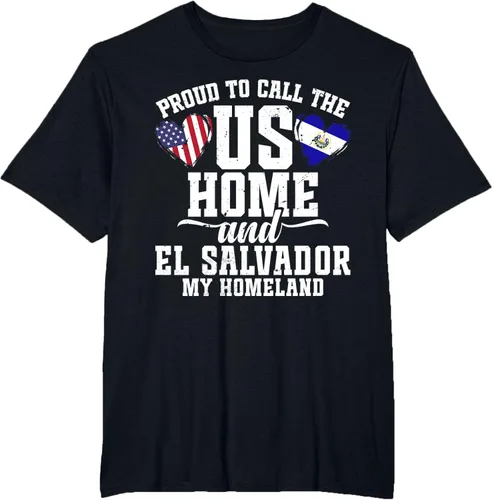 Vista 24 de Traje salvadoreño para hombre y mujer, camiseta de El Salvador con la bandera de Estados Unidos, Negro -, Pequeña