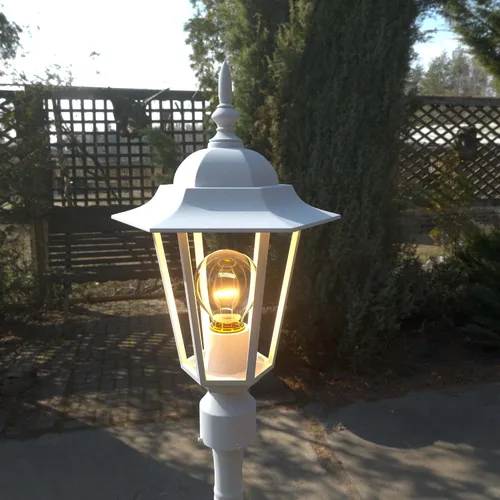 Vista 9 de Luces de poste para exteriores, lámpara de poste con enchufe E26, linterna exterior blanca con pantalla de vidrio transparente, iluminación exterior