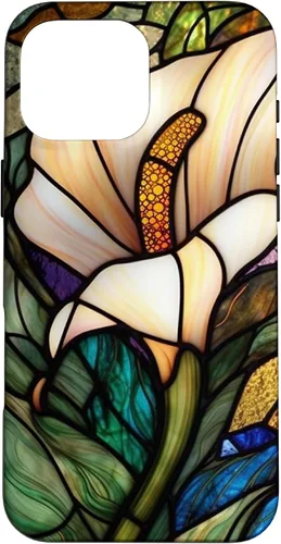 Vista 19 de iPhone 16 Calla Lily Stained Glass Case