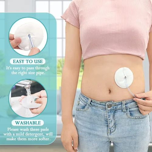 Vista 4 de Cubiertas de botón para tubo G, accesorios de diálisis peritoneal, almohadillas de tubo de alimentación, almohadillas de algodón para lactancia
