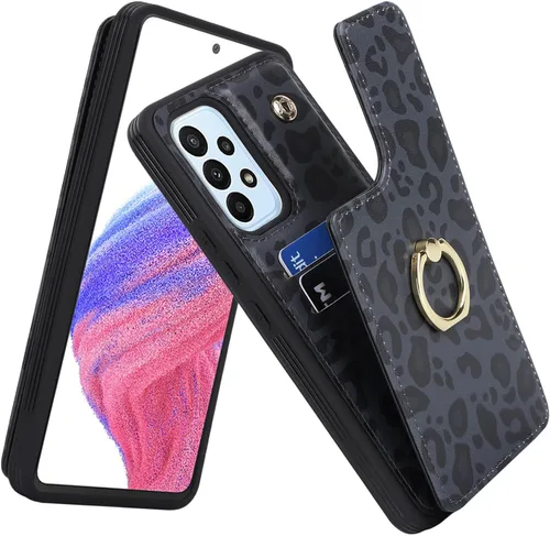 Vista 48 de Lipvina Funda para Samsung Galaxy A03s con tarjetero, Galaxy A03s Funda tipo cartera para mujer, tarjetero de crédito, soporte de anillo, fundas