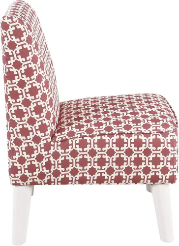 Vista 4 de HomePop Silla deslizadora sin brazos moderna juvenil, celosía rosa y blanca