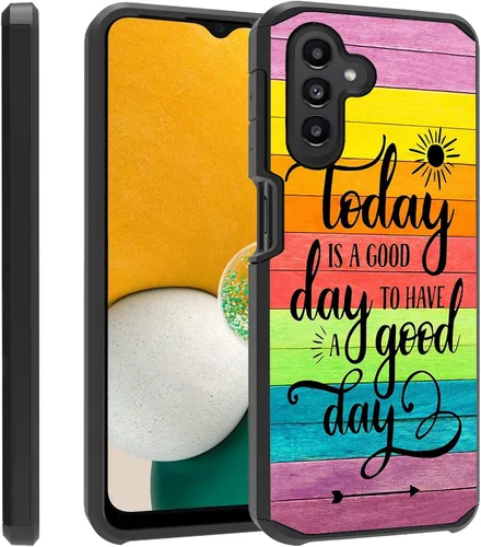 Vista 26 de Funda para teléfono Galaxy A14 5G, resistente 2 en 1 de doble capa híbrida de policarbonato duro y silicona suave a prueba de golpes, funda de Retro