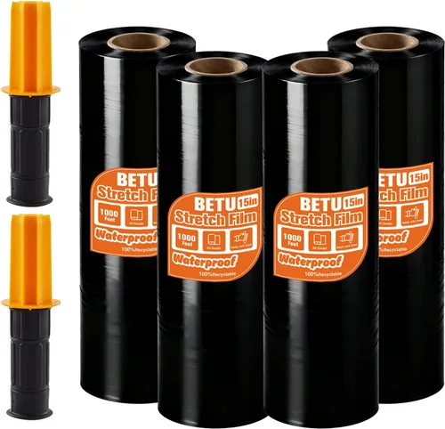 Vista 10 de Película elástica retráctil para suministros de mudanza (15 pulgadas, 2 unidades) x 1000 pies, rollo elástico de plástico de resistencia industrial