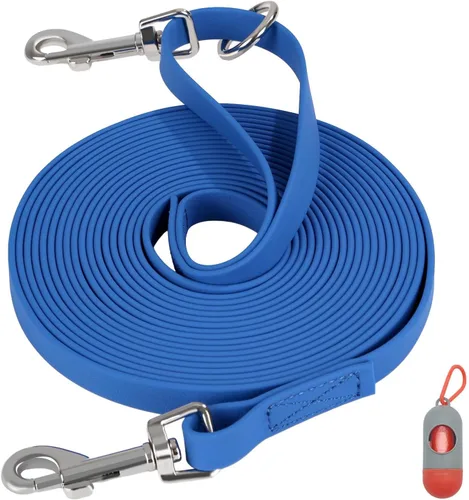 Vista 10 de Correa larga impermeable para entrenamiento de perros de 16/30/50 pies, correa larga para perros grandes, medianos y pequeños, al aire libre, Negro