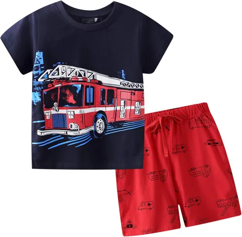 Vista 14 de Conjunto corto de ropa de verano para niños pequeños, de algodón Bs20-tz51