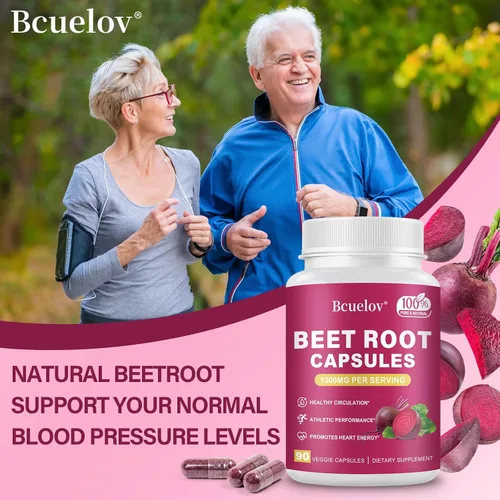 Vista 7 de Cápsulas de raíz de remolacha Cápsulas de polvo de remolacha pura de 1300 mg - Apoya la presión arterial, energía natural y resistencia - 90