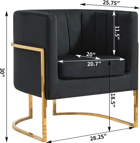 Vista 2 de Silla decorativa moderna de terciopelo, sillón tapizado de mediados de siglo con almohada para sala de estar, cómoda silla de tocador individual