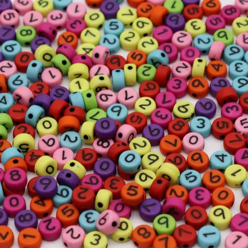 Vista 6 de Cuentas de números de acrílico para hacer joyas, pulseras numeradas, dijes de 0.16 x 0.27 pulgadas (0.157 x 0.276 in), monedas de disco redondas