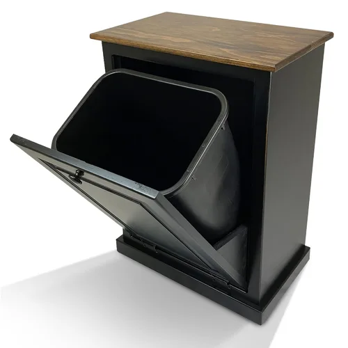 Vista 16 de Peaceful Classics Gabinete de basura – Armario escondido hecho a mano para botes de basura – Papelera decorativa para baño, papelera de oficina