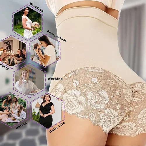 Vista 7 de Ropa moldeadora para mujer con control de abdomen cintura alta moldeadora sin costuras con encaje