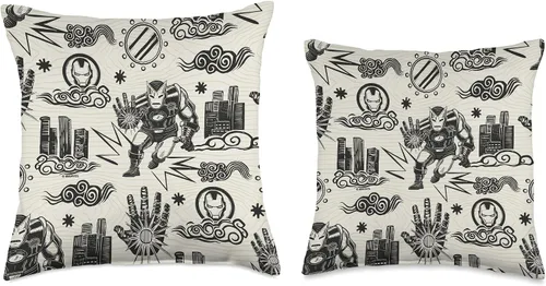 Vista 3 de Marvel Cojín con estampado de Tony Stark de Avengers Iron Man, 16.0 x 16.0 in, multicolor